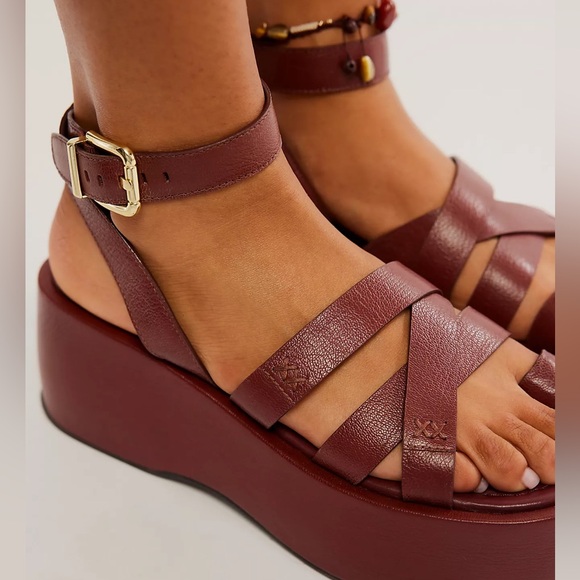 New Free People Hazel Flatform Sandals Brown - Picture 2 of 8